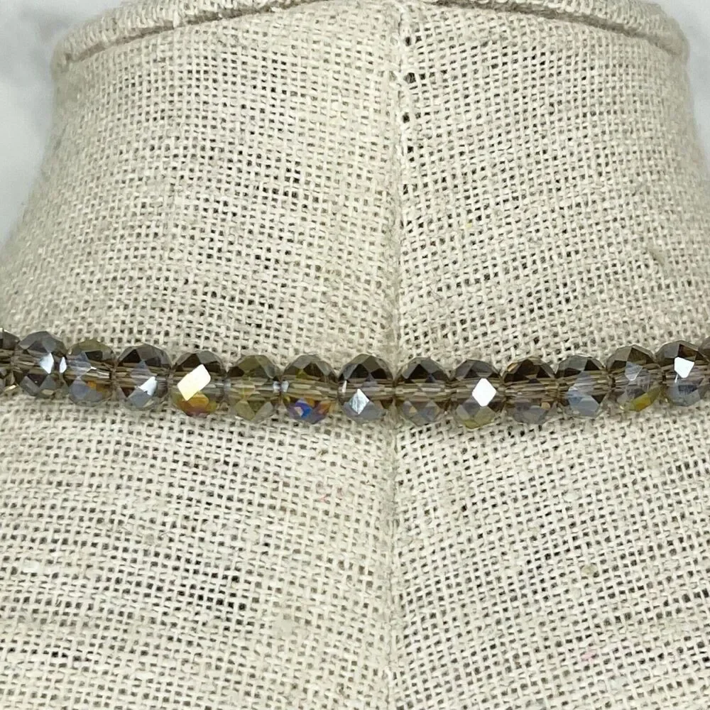 Gold Tone Iridescent Beaded Leaf Tassel Childs Necklace